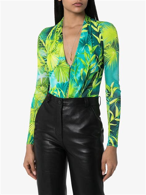 versace jungle print bodysuit|Women's Designer & Luxury Bodysuits .